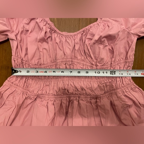 Staud Dress NWT Pink Mini Puffed Sleeve L Beach Vacation Spring Valentine Easter - Picture 10 of 16